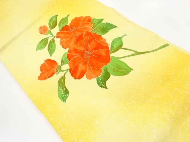 JAPANESE NAGOYA OBI / SHIOZE / KINSAI / CAMELLIA
