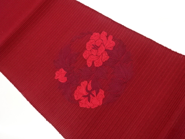 JAPANESE NAGOYA OBI FOR SUMMER / EMBROIDERY / FLOWER