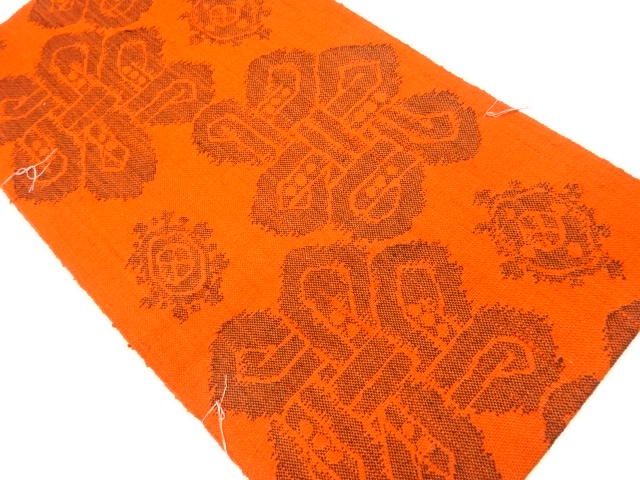 JAPANESE NAGOYA OBI / UNUSED / MAWATA TSUMUGI / WOVEN ABSTRACT FLOWER