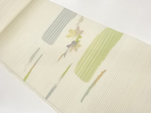 JAPANESE NAGOYA OBI FOR SUMMER /EMBROIDERY / WOVEN MAPLE LEAVES