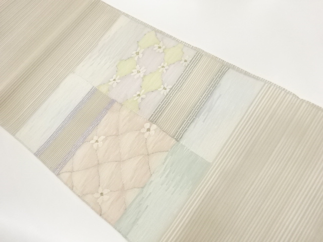 JAPANESE NAGOYA OBI FOR SUMMER / WOVEN ABSTRACT STRIPE