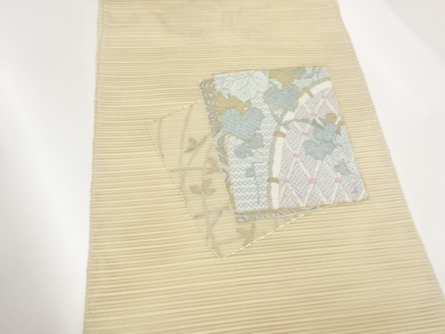 JAPANESE NAGOYA OBI FOR SUMMER / EMBROIDERY / ROZASHI / PLANTS