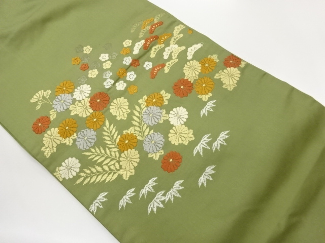 JAPANESE NAGOYA OBI / EMBROIDERY / KIKU