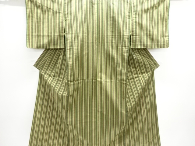 SALE!! JAPANESE KIMONO / HITOE KOMON / TSUMUGI / WOVEN STRIPE