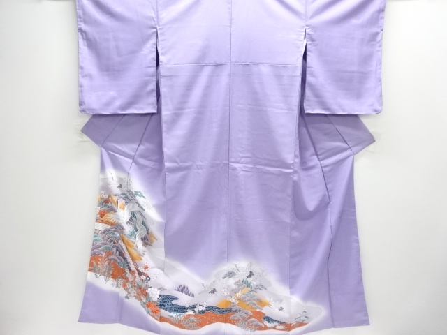 SALE!! JAPANESE KIMONO / UNUSED IRO-TOMESODE / CRANE & FLOWER 