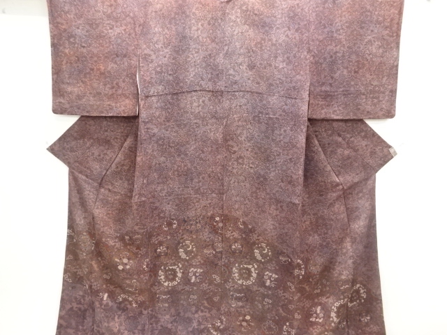 SALE!! JAPANESE KIMONO / TSUKESAGE KOMON / CHIRIMEN / BIRD & ARABESQUE PATTERN 