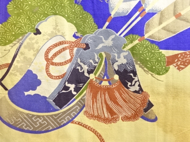 SALE!! JAPANESE KIMONO / ANTIQUE KABUTO PATTERN HITOE MENS JUBAN