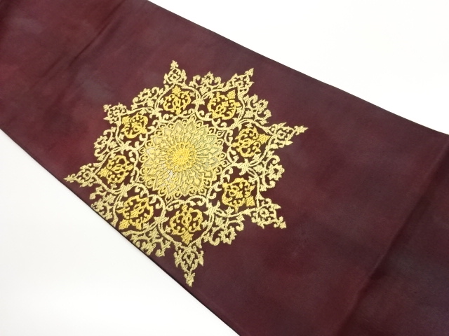 SALE!! JAPANESE KIMONO / FUKURO OBI / WOVEN FLORAL CREST