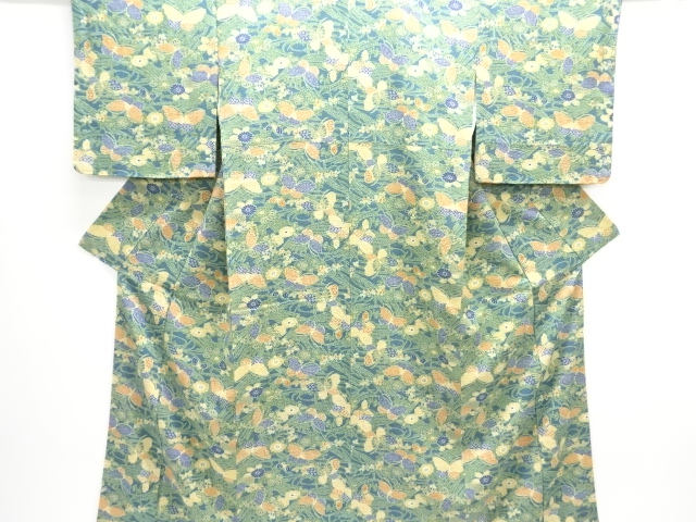 SALE!! JAPANESE KIMONO / KOMON / FLOWER & BUTTERFLY