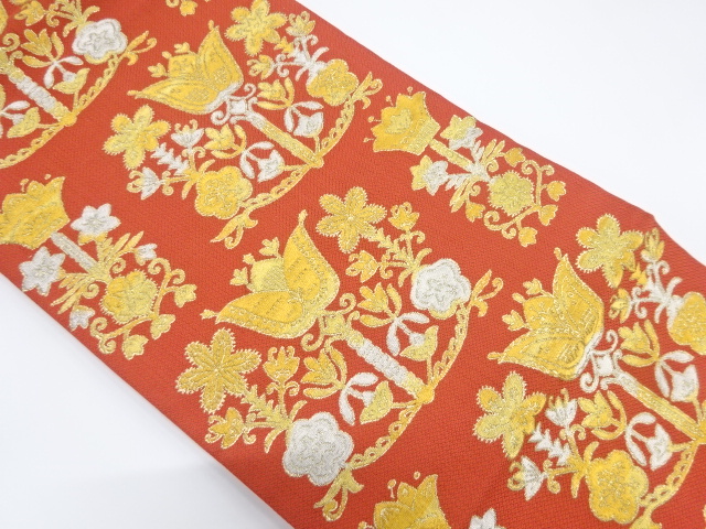 SALE!! JAPANESE KIMONO / ANTIQUE NAGOYA OBI / SILK / WOVEN FLORAL SARASA