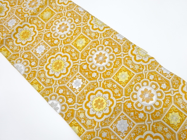 SALE!! JAPANESE KIMONO / ANTIQUE HASSUN OBI / WOVEN FLOWER SHOKKOMON 