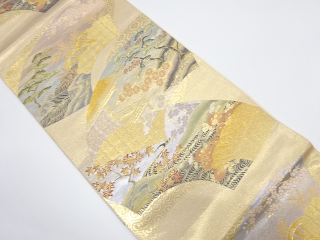 SALE!! JAPANESE KIMONO / VINTAGE FUKURO OBI / SILK / WOVEN JIGAMI PATTERN
