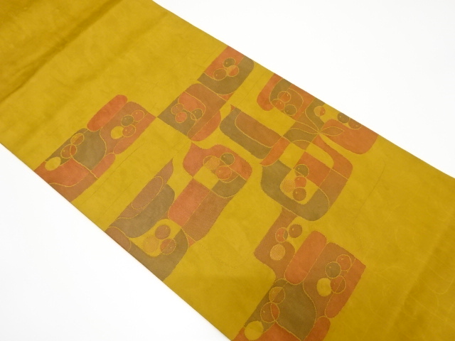 SALE!! JAPANESE KIMONO / VINTAGE FUKURO OBI / SILK / WOVEN GEOMETRIC