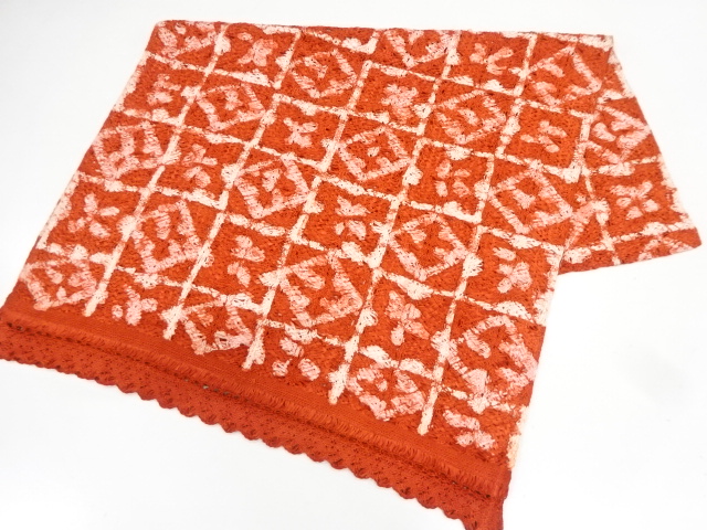 JAPANESE KIMONO / VINTAGE SHAWL / SILK / RIBBON-ORI / WOVEN GRID