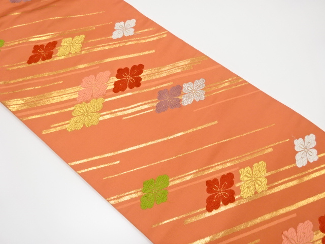 SALE!! JAPANESE NAGOYA OBI / WOVEN FLOWER & RHOMBUS