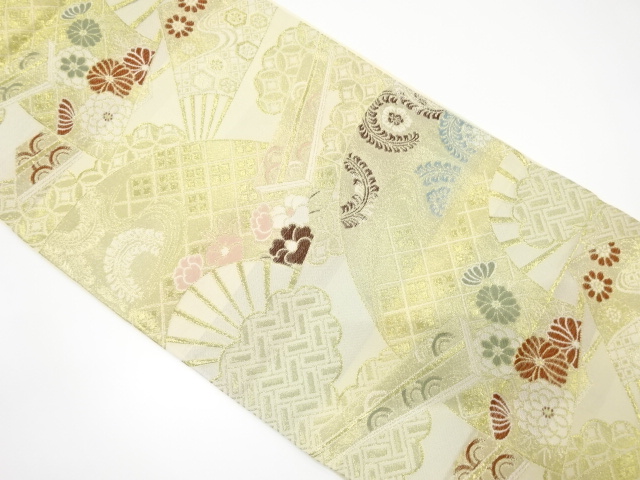 SALE!! JAPANESE KIMONO / VINTAGE FUKURO OBI / WOVEN FLOWER