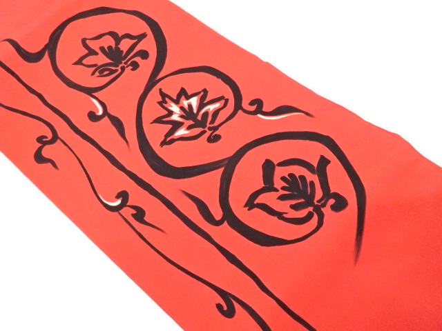 SALE!! JAPANESE KIMONO / NAGOYA OBI / SILK / SHIOZE / HAND DRAWING / FLORAL ARABESQUE