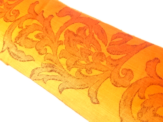 SALE!! JAPANESE KIMONO / NAGOYA OBI / SILK / HAND WOVEN / MAWATA TSUMUGI / CHINESE FLOWERS