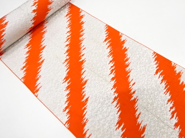 SALE!! JAPANESE KIMONO / ANTIQUE BOLT FOR HASSUN OBI / WOVEN ABSTRACT DIAGONAL STRIPE