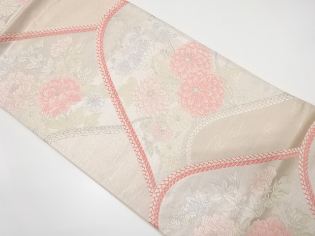 SALE!! JAPANESE FUKURO OBI / WOVEN PEONY