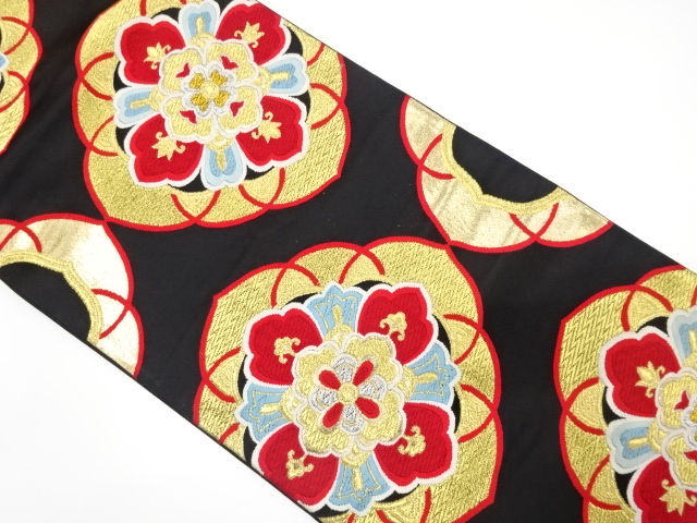 SALE!! JAPANESE KIMONO / ANTIQUE FUKURO OBI / WOVEN FLOWER CREST