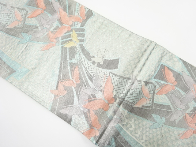 SALE!! JAPANESE FUKURO OBI / SAGANISHIKI / WOVEN BUTTERFLY & NOSHI PATTERN