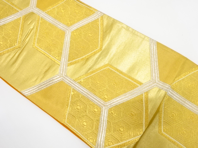 JAPANESE KIMONO / ANTIQUE FUKURO OBI / SILK / WOVEN KIKKO PATTERN