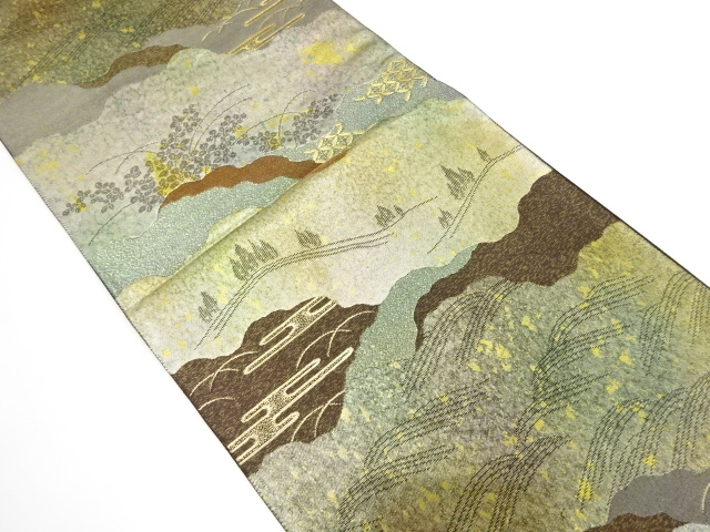 SALE!! JAPANESE FUKURO OBI / WOVEN DISTANT MOUNTAINS