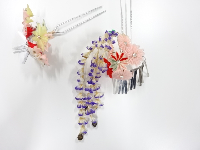 SALE!! JAPANESE KIMONO / ANTIQUE HAIR ACCESSORY SET / TSUMAMI CRAFT