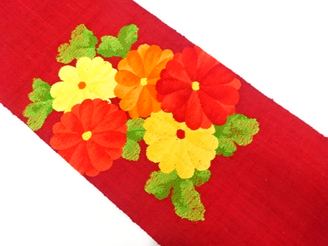 SALE!! JAPANESE NAGOYA OBI / MAWATA TSUMUGI / WOVEN KIKU