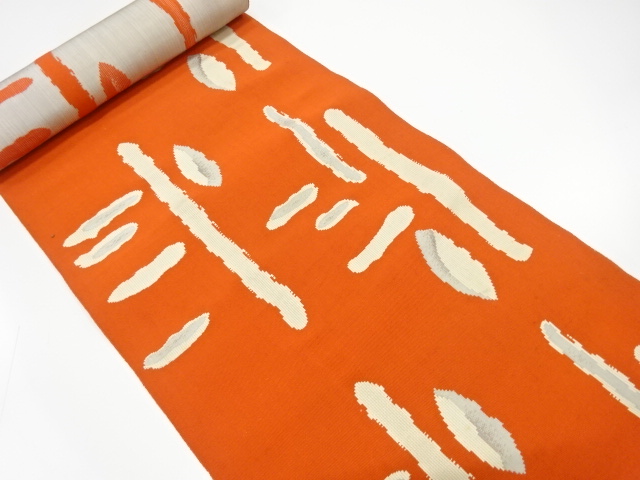 SALE!! JAPANESE KIMONO / ANTIQUE BOLT FOR HASSUN OBI / SILK / WOVEN ABSTRACT FLOWERS