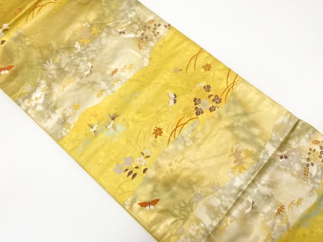 JAPANESE FUKURO OBI / WOVEN FLORAL PLANTS