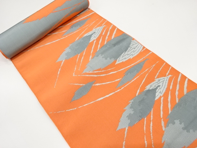 SALE!! JAPANESE KIMONO / ANTIQUE BOLT FOR HASSUN OBI / WOVEN TREE LEAVES