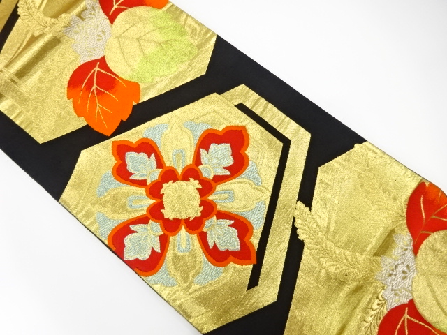 SALE!! JAPANESE KIMONO / ANTIQUE FUKURO OBI / SILK / WOVEN FLOWER & PAULOWNIA