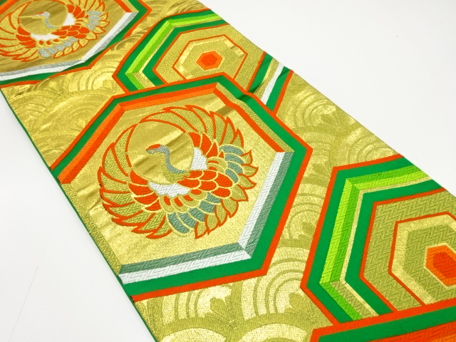 SALE!! JAPANESE KIMONO / ANTIQUE FUKURO OBI / WOVEN CRANE