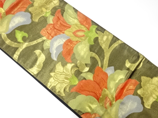 SALE!! JAPANESE KIMONO / ANTIQUE FUKURO OBI / SILK / WOVEN CHINESE FLOWERS