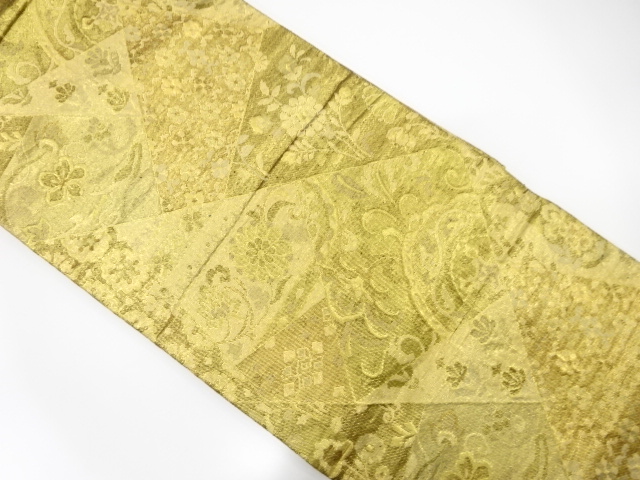 SALE!! JAPANESE KIMONO / ANTIQUE FUKURO OBI / SILK / SAGANISHIKI / WOVEN FLORAL PLANTS