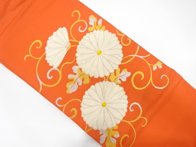 SALE!! JAPANESE KIMONO / ANTIQUE NAGOYA OBI / SILK / WOVEN KIKU ARABESQUE