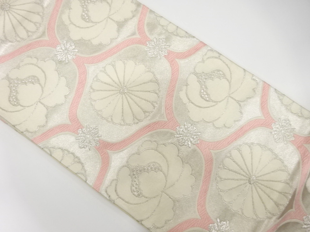 SALE!! JAPANESE KIMONO / ANTIQUE FUKURO OBI / SILK / WOVEN KIKU & PEONY