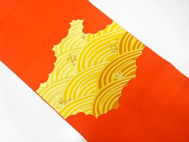 SALE!! JAPANESE NAGOYA OBI / EMBROIDERY / SHIOZE / ROUGH WAVE