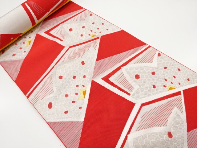 SALE!! JAPANESE KIMONO / ANTIQUE BOLT FOR HASSUN OBI / WOVEN ABSTRACT FLOWER
