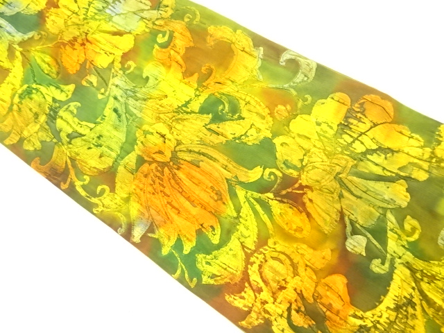 SALE!! JAPANESE FUKURO OBI / WOVEN FLORAL SARASA