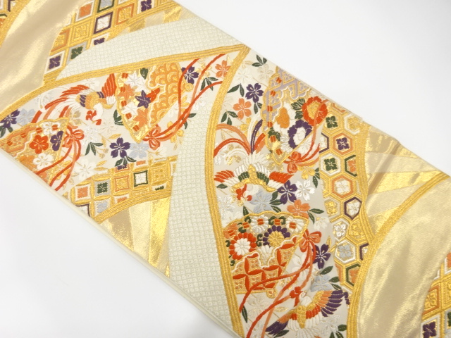 SALE!! JAPANESE FUKURO OBI / WOVEN ABSTRACT SEIGAIHA