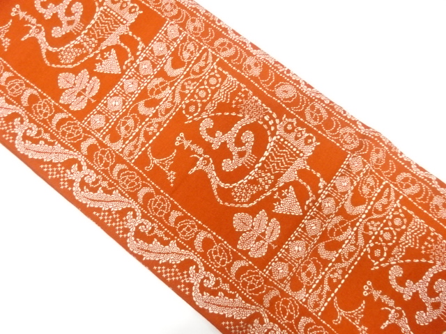 SALE!! JAPANESE FUKURO OBI / TSUMUGI / WOVEN FLOWER & BIRD