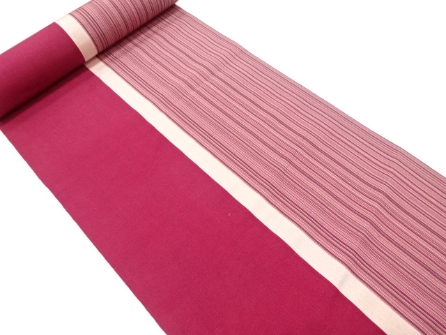 SALE!! JAPANESE KIMONO / ANTIQUE BOLT FOR HASSUN OBI / SILK / CHIKUZEN HAKATA  / WOVEN STRIPE