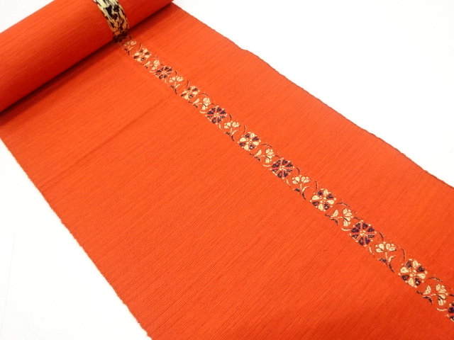 SALE!! JAPANESE KIMONO / ANTIQUE BOLT FOR HASSUN OBI / WOVEN FLOWER