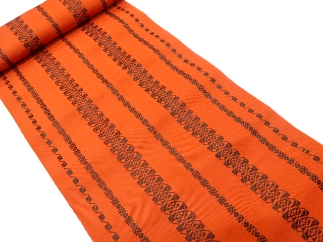 SALE!! JAPANESE KIMONO / ANTIQUE BOLT FOR HASSUN OBI / WOVEN STRIPE & ABSTRACT