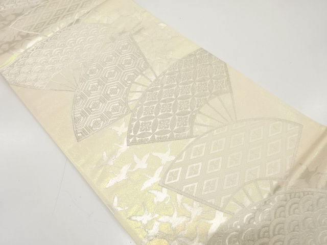 SALE!! JAPANESE KIMONO / ANTIQUE FUKURO OBI / SILK / WOVEN FOLDING FAN PATTERN