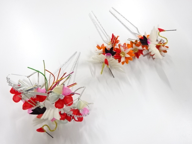 SALE!! JAPANESE KIMONO / ANTIQUE HAIR ACCESSORY SET / TSUMAMI CRAFT