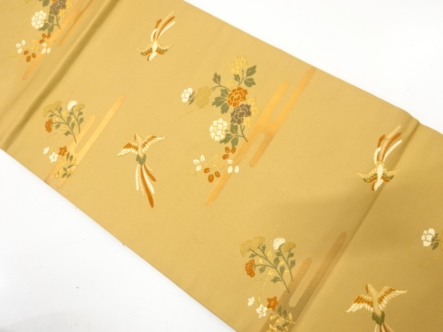 SALE!! JAPANESE HIRAKI NAGOYA OBI / WOVEN FLORAL PLANTS